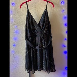 Black party dress with rainbow dots